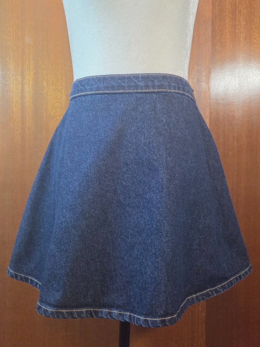 DENIM by American Apparel High Waisted Dark Indigo Denim Circle Skirt - Size S